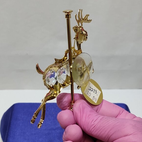 Crystal Delight 24K GP Reindeer Suncatcher Austrian Crystals Window Display 1997 - Picture 3 of 11